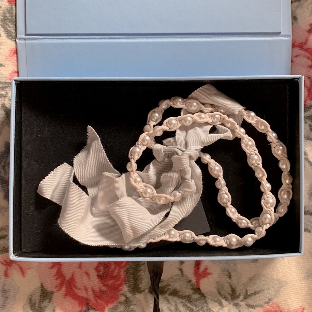 LANVIN Silk Ribbon & Pearl Necklace